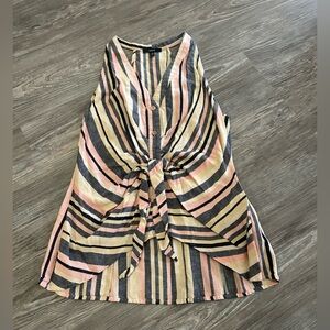 DREW Striped Sleeveless Tie-Front Top